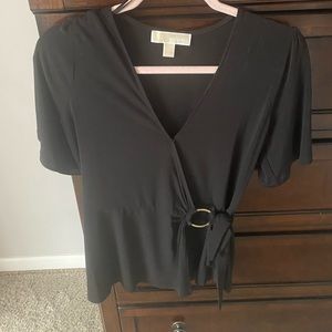 Michael Kors wrap top black with gold detail